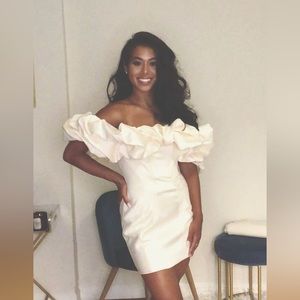 House of CB ruffle Ivory dress